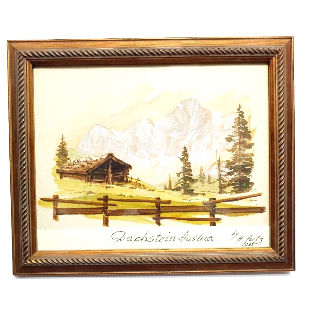 Original Watercolor Painting Dachstein Austria Signed by Artist "H. Pietz"